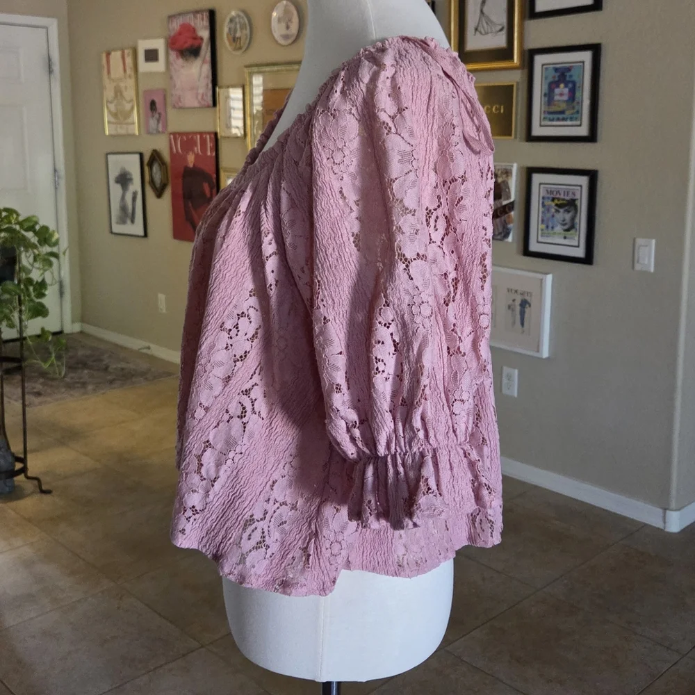 Free People Pink Stacey Convertible Lace Crop Top‎ NWT